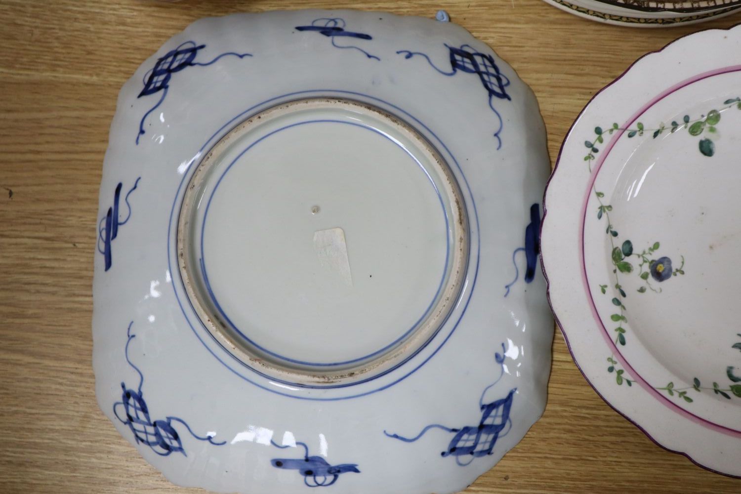 A Meissen plate, an Imari dish, Doulton plates, a Charlotte Rhead vase etc.